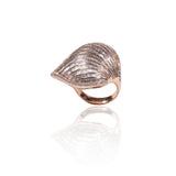 Gold and Diamond Big Ring Leaf Shape